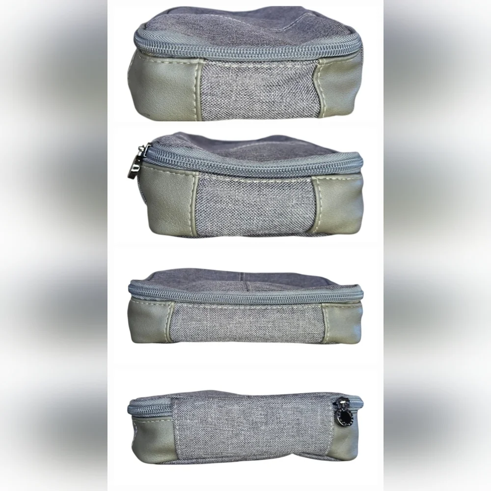 Bvlgari Parfums Set Of 2 Gray Canvas Zip Cosmetic Toiletry Cases